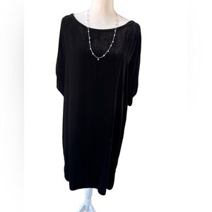 Eileen Fisher Velvet Black Short Sleeve Dress size XL
